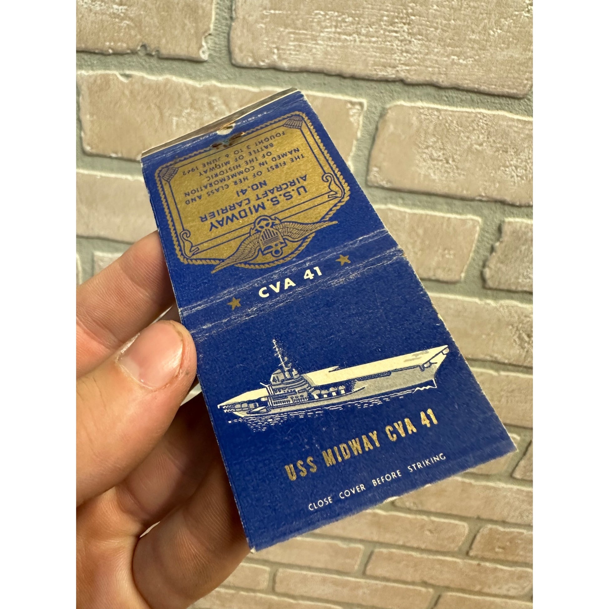 U.S.S. Midway Aircraft Carrier CVA 41 Vintage Matchbook