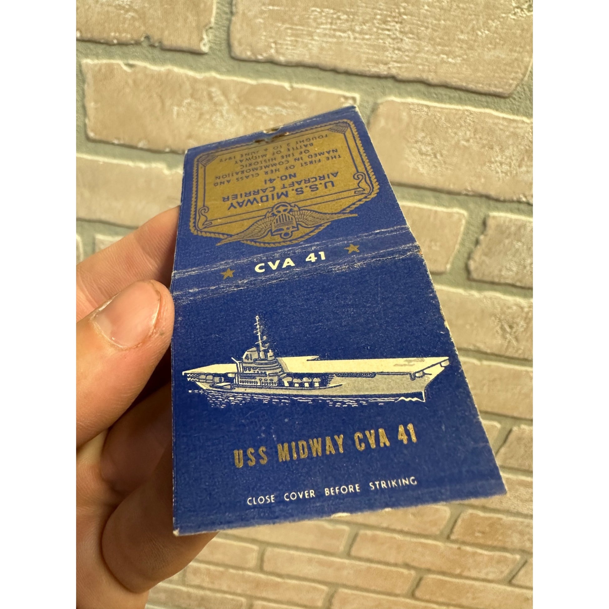 U.S.S. Midway Aircraft Carrier CVA 41 Vintage Matchbook