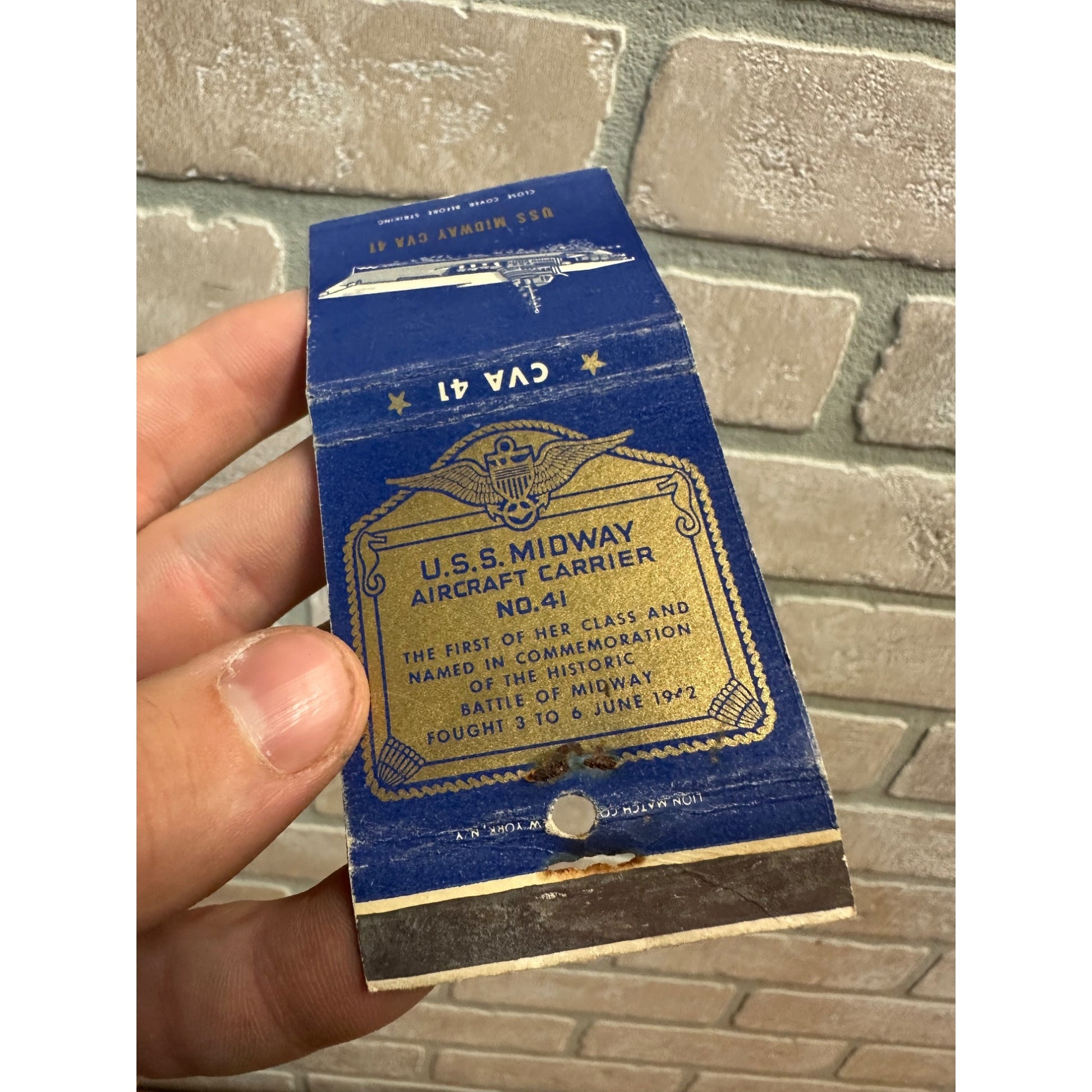 U.S.S. Midway Aircraft Carrier CVA 41 Vintage Matchbook