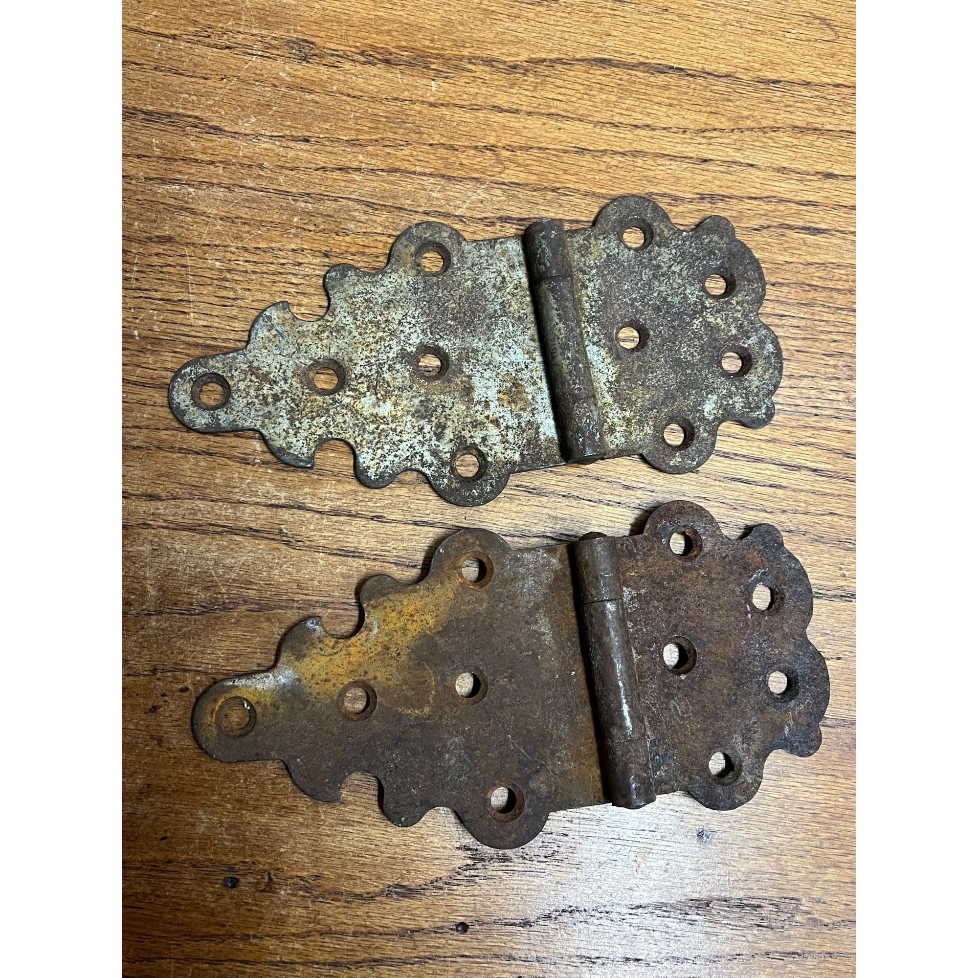 Antique Vintage Pair Archetcutural Slavage Steel Hinges Barn Door Industrial 8x4