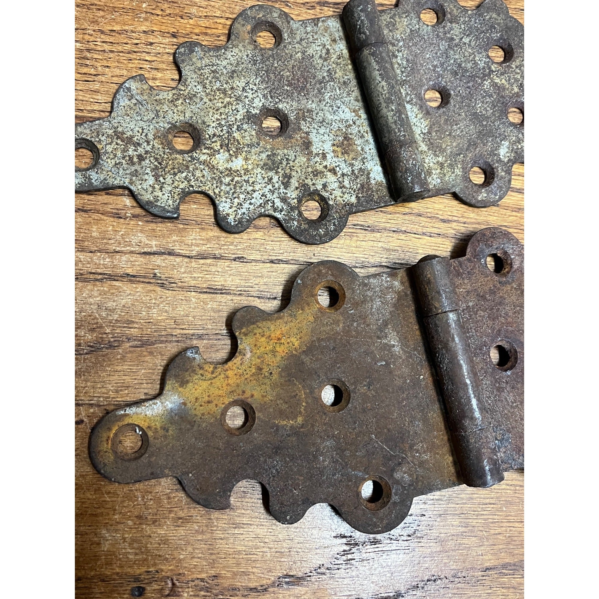 Antique Vintage Pair Archetcutural Slavage Steel Hinges Barn Door Industrial 8x4