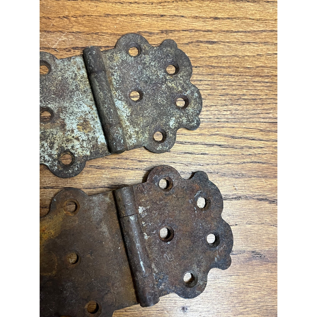 Antique Vintage Pair Archetcutural Slavage Steel Hinges Barn Door Industrial 8x4