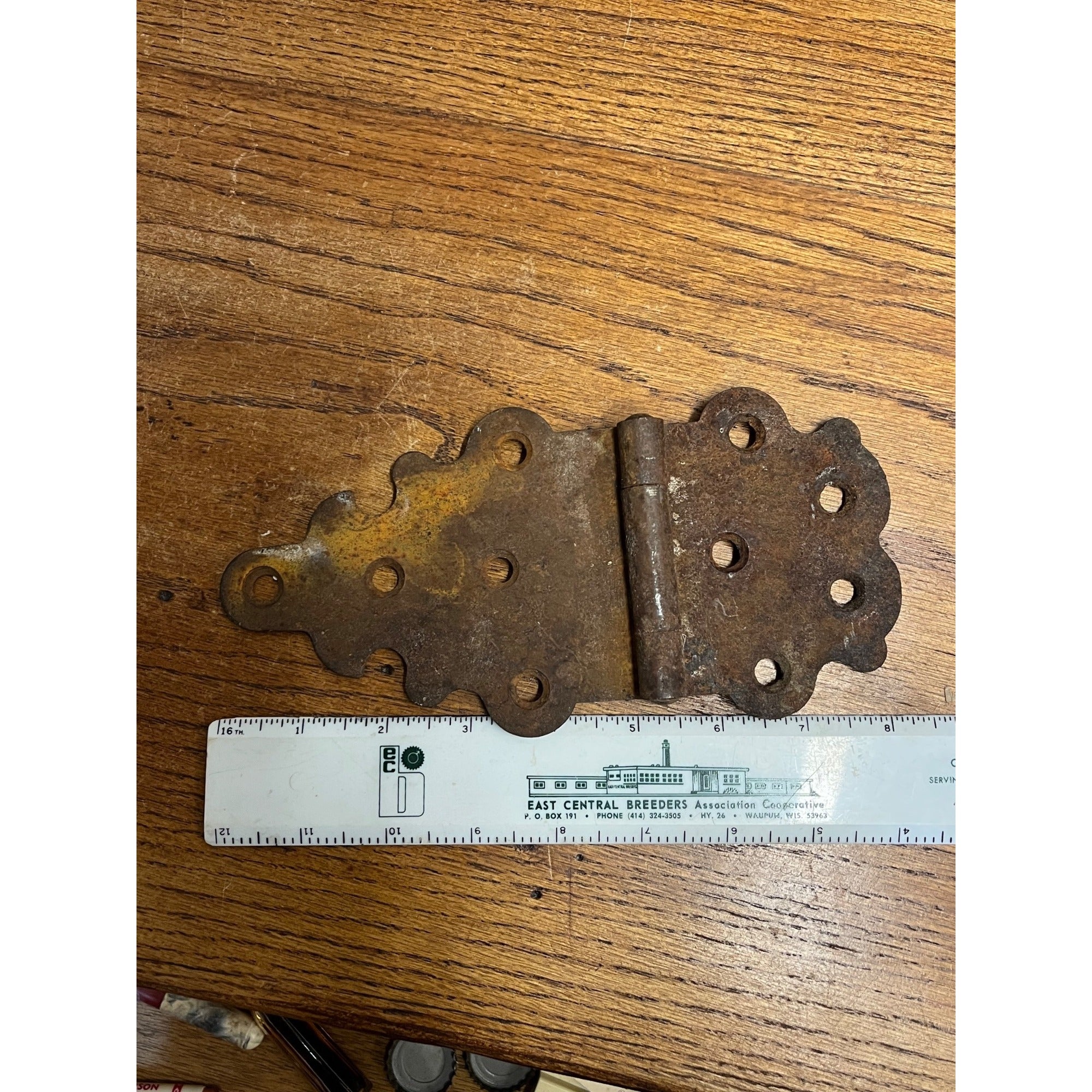 Antique Vintage Pair Archetcutural Slavage Steel Hinges Barn Door Industrial 8x4