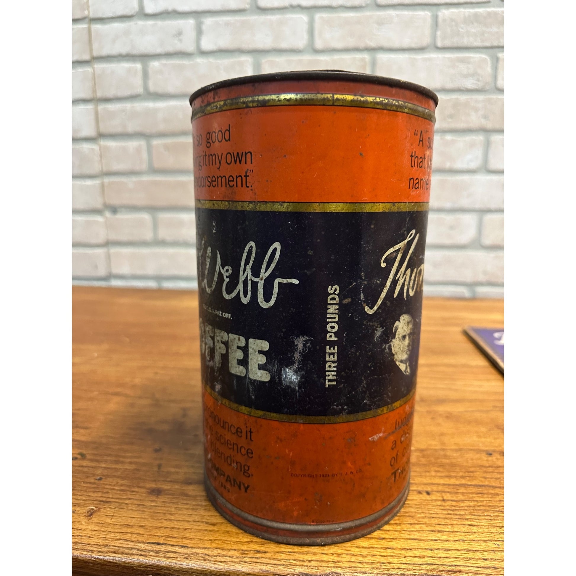 Vintage 1920s Thomas J. Webb Coffee Advertising Tin & Cardboard Sign Chicago