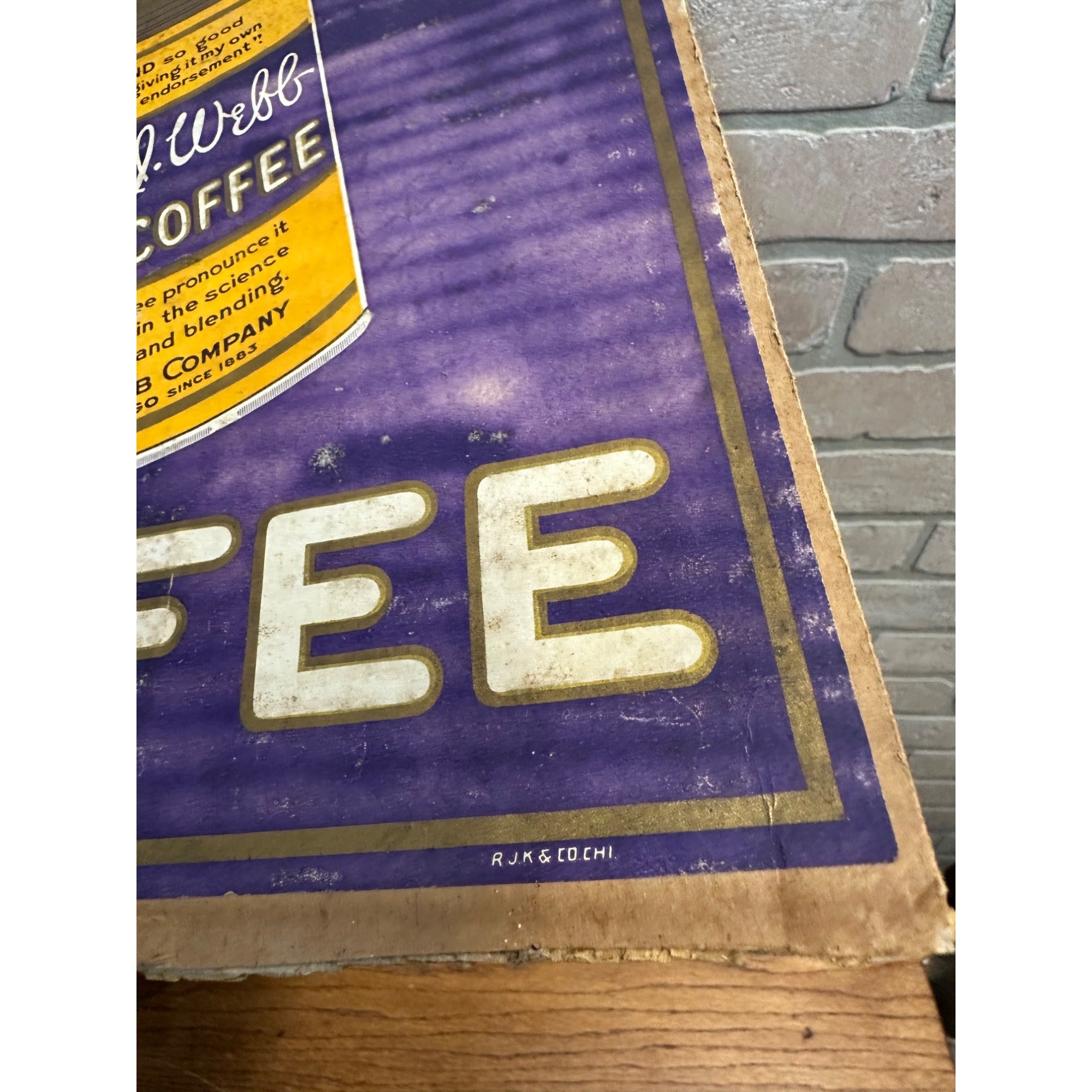 Vintage 1920s Thomas J. Webb Coffee Advertising Tin & Cardboard Sign Chicago