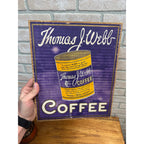 Vintage 1920s Thomas J. Webb Coffee Advertising Tin & Cardboard Sign Chicago