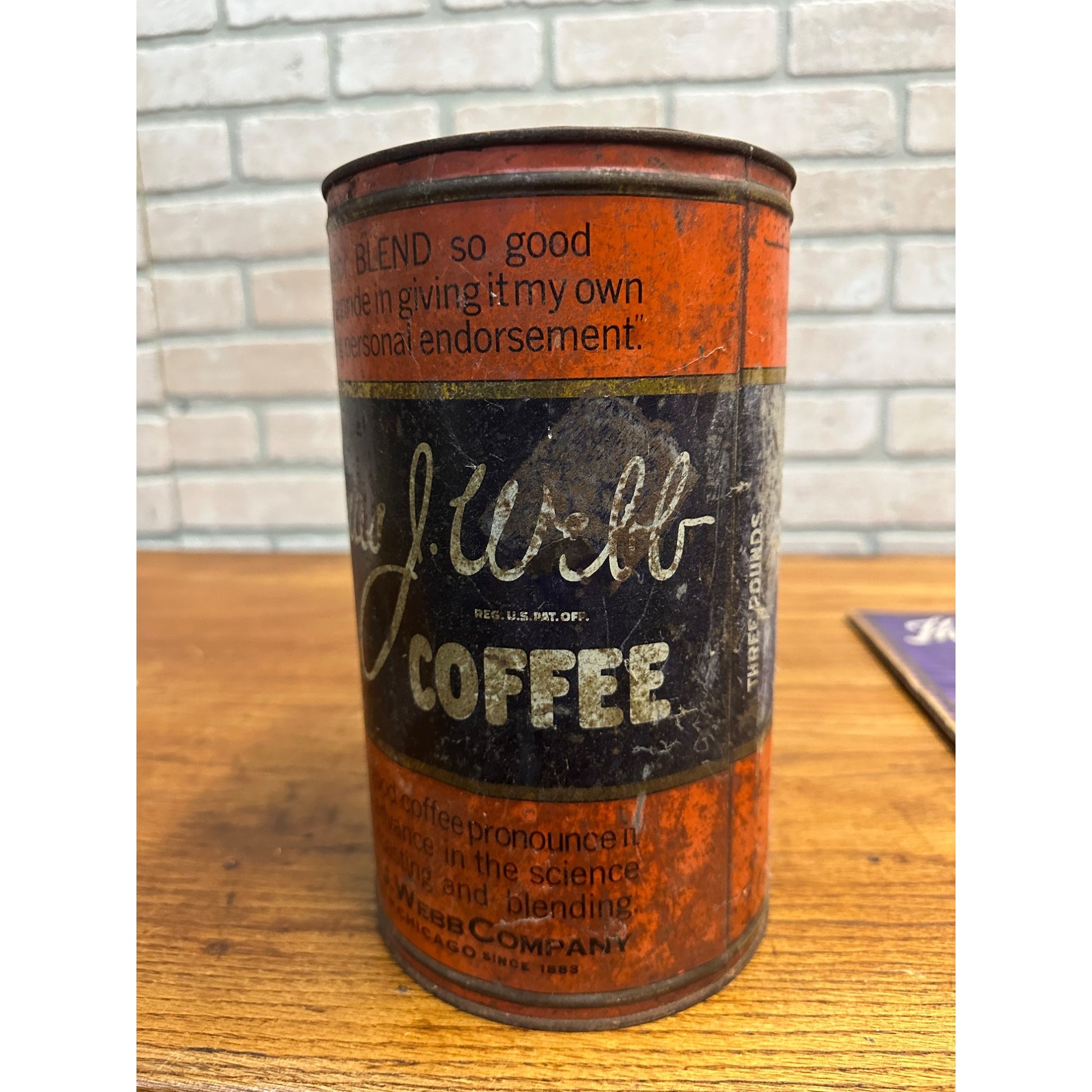 Vintage 1920s Thomas J. Webb Coffee Advertising Tin & Cardboard Sign Chicago
