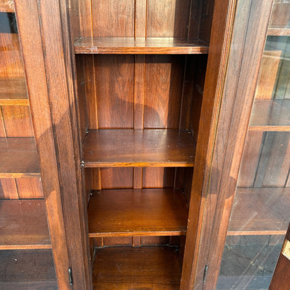 Antique 1900s Large Oak Apothecary General Store Cabinet Glass Bookcase Library