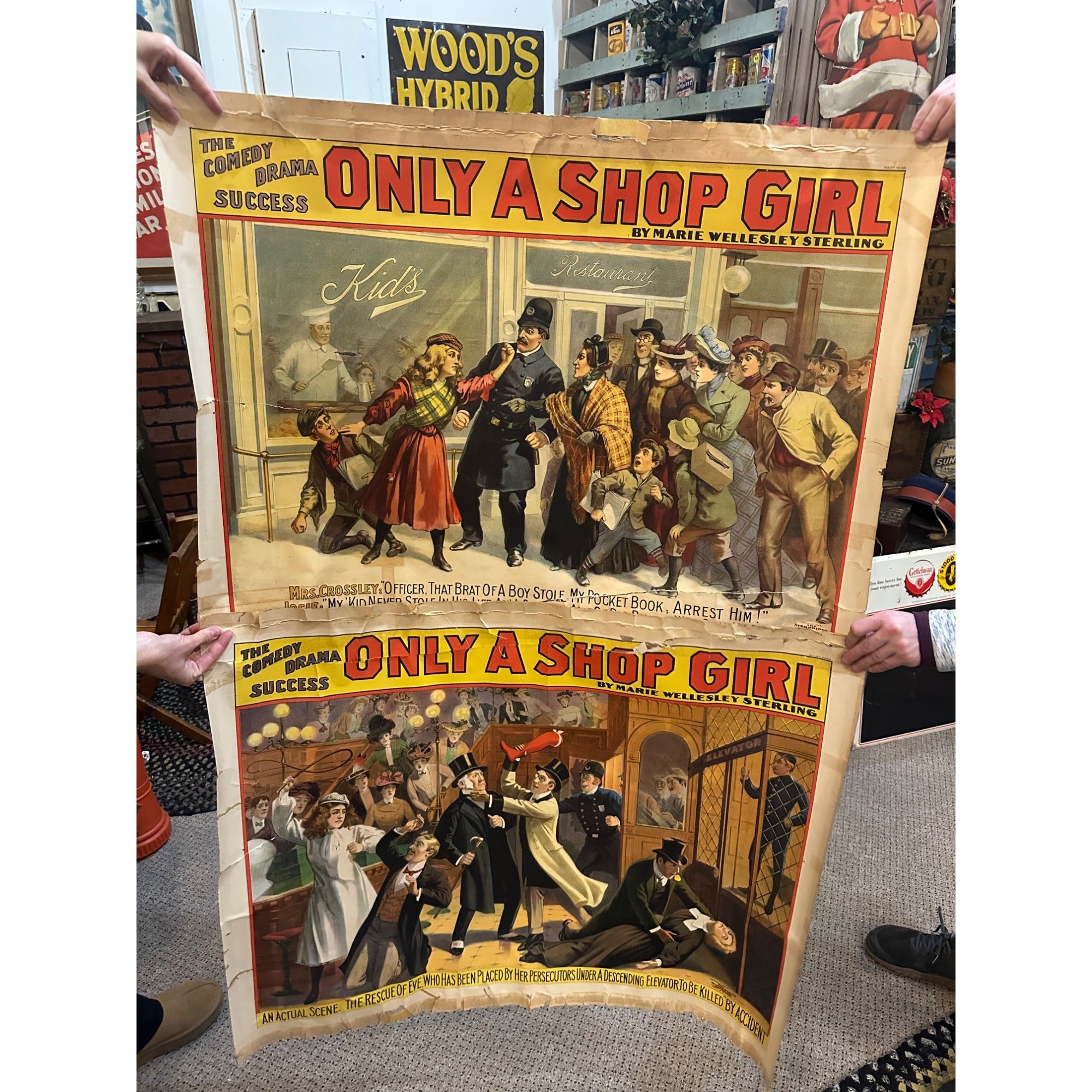 RARE Original Vintage 1900s Only a Shop Girl Movie Broadway Film Theatre Posters