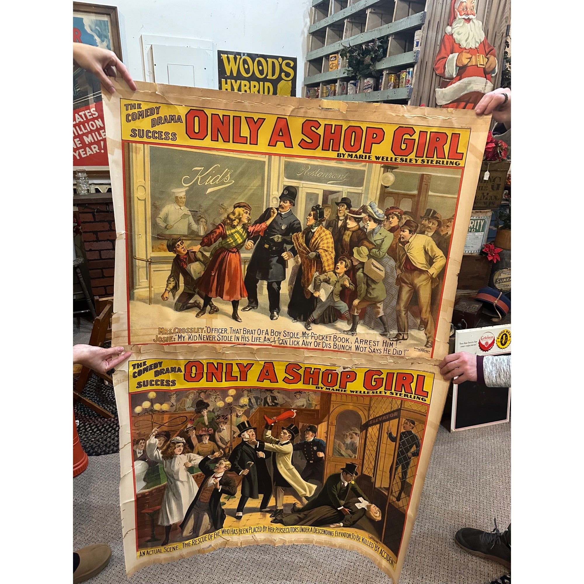 RARE Original Vintage 1900s Only a Shop Girl Movie Broadway Film Theatre Posters