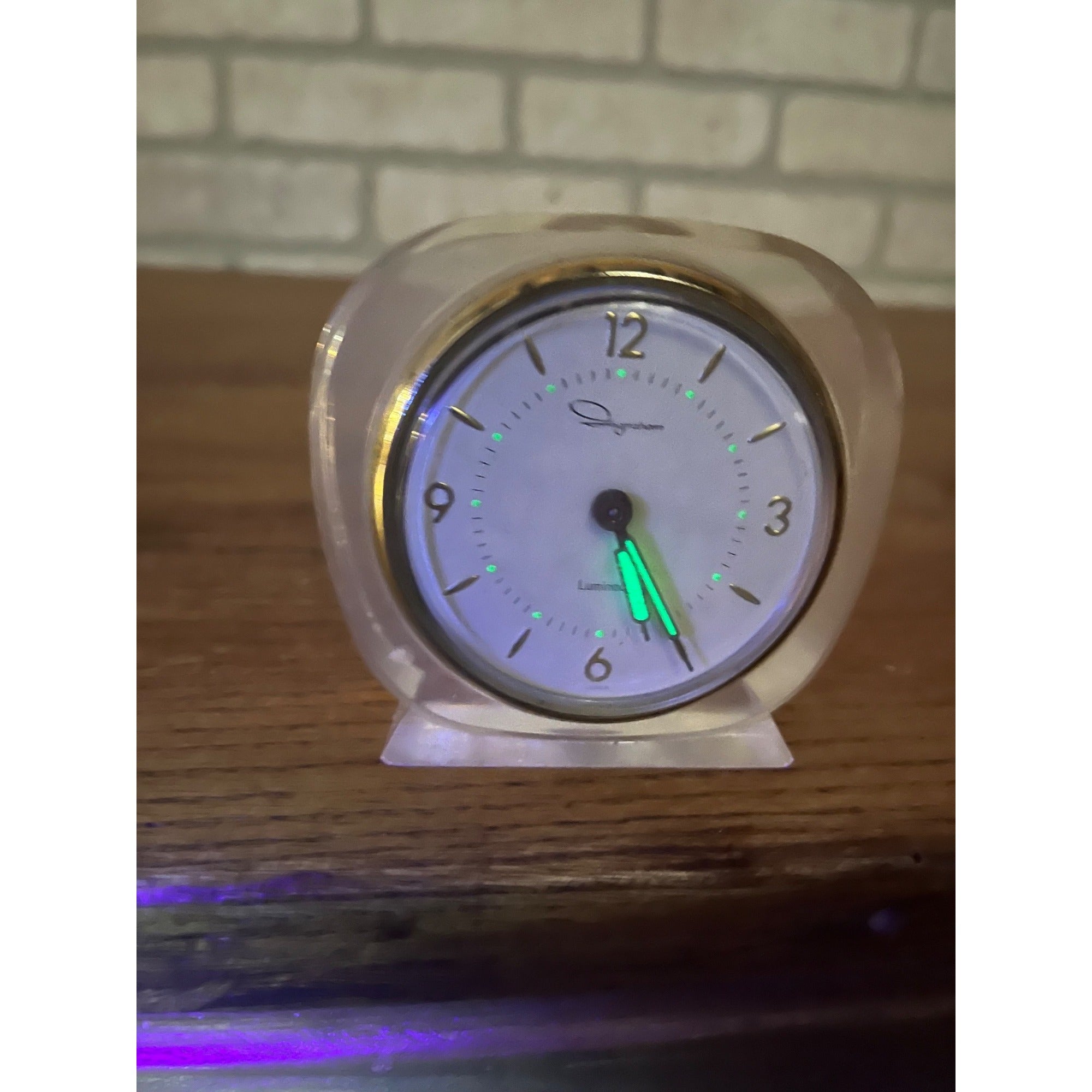 Vintage Ingraham Luminous Windup Alarm Clock w/ UV Glow Uranium Hands