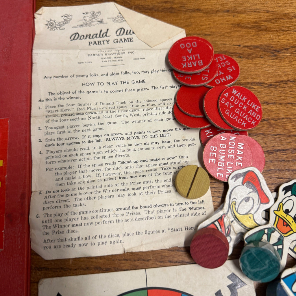 Vintage 1938 Parker Brothers Walt Disney's Donald Duck's Party Game - No Box