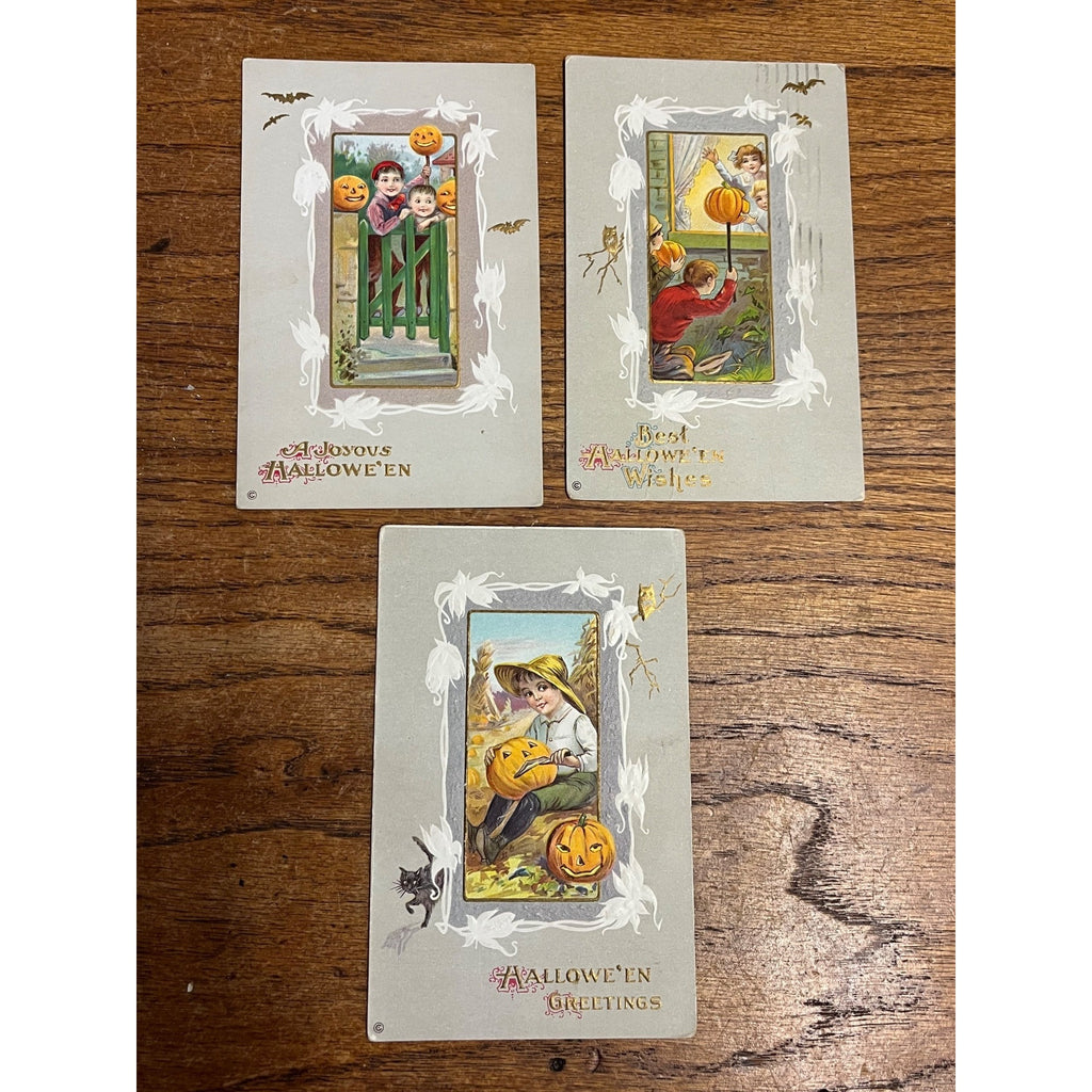 Vintage Antique Halloween Postcards Stecher Popular Series 345 Lot (3)