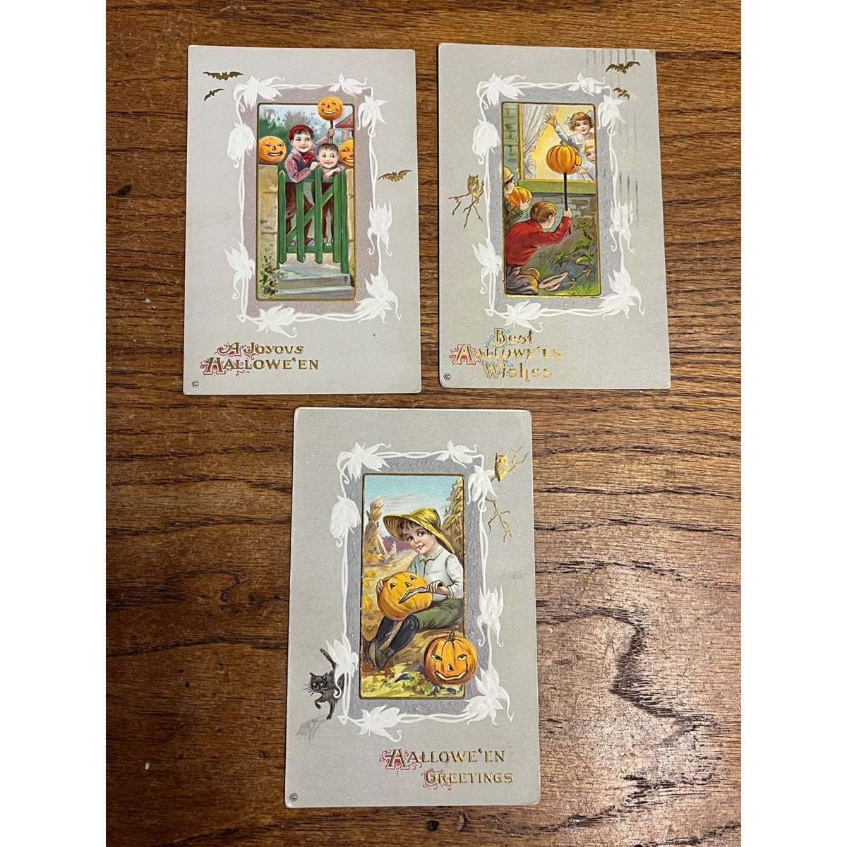 Vintage Antique Halloween Postcards Stecher Popular Series 345 Lot (3)