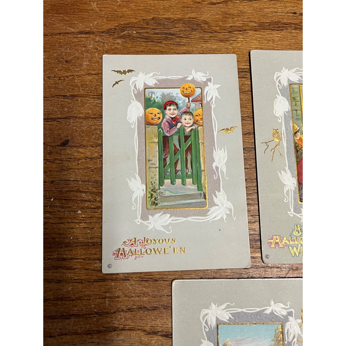 Vintage Antique Halloween Postcards Stecher Popular Series 345 Lot (3)