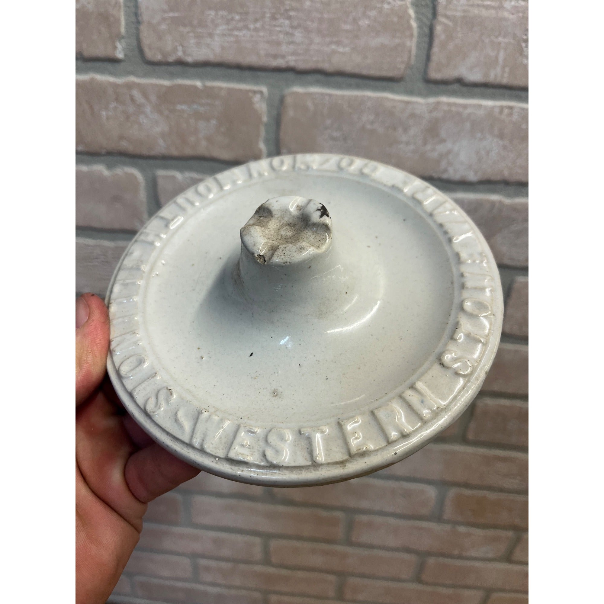 Western Stoneware Canning Jar Lid Weir Seal No 5 Wire Lock 6"