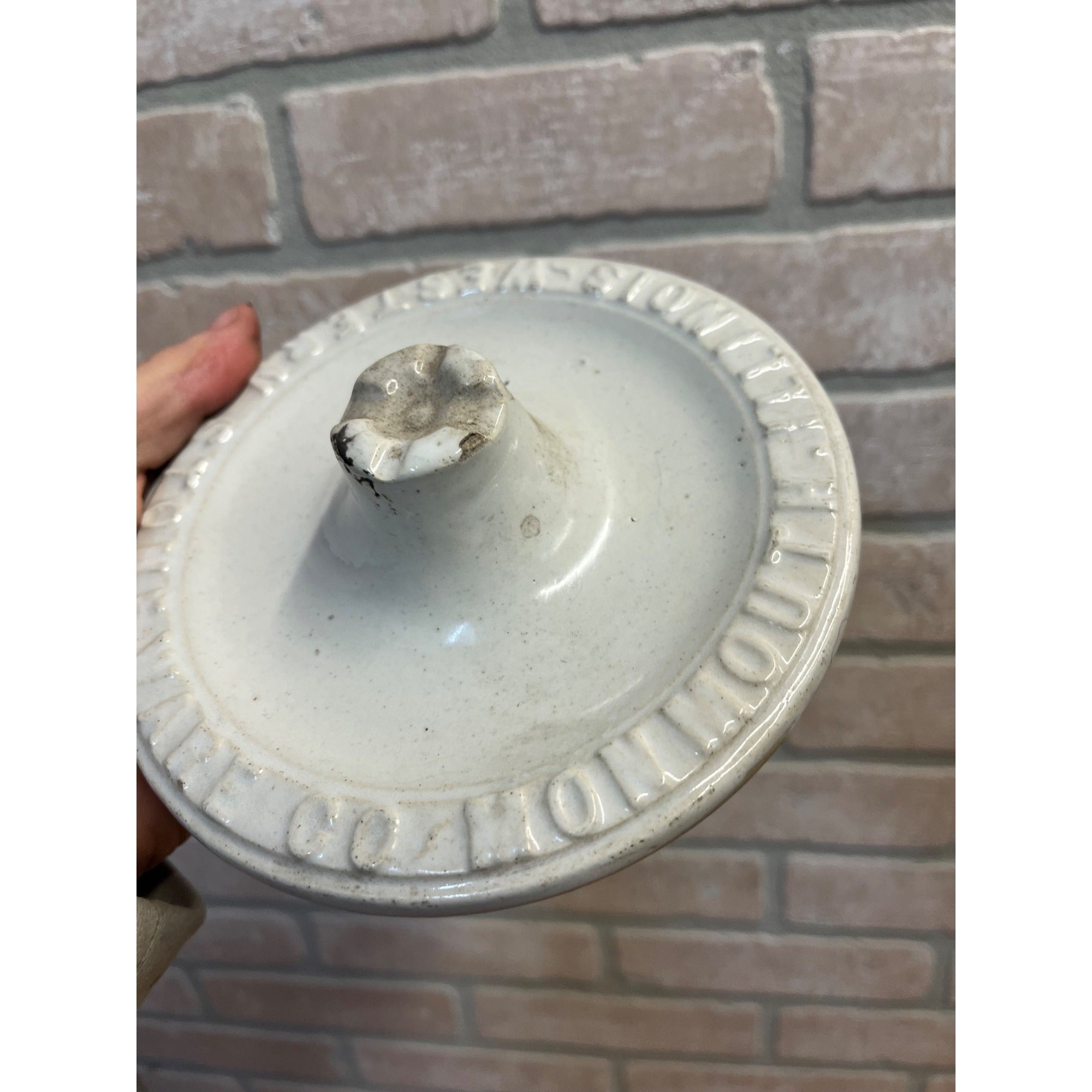 Western Stoneware Canning Jar Lid Weir Seal No 5 Wire Lock 6"
