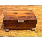 Vintage Cedar Small Wooden Dresser Trinket Jewelry Storage Box Chest 1950s Mid Century