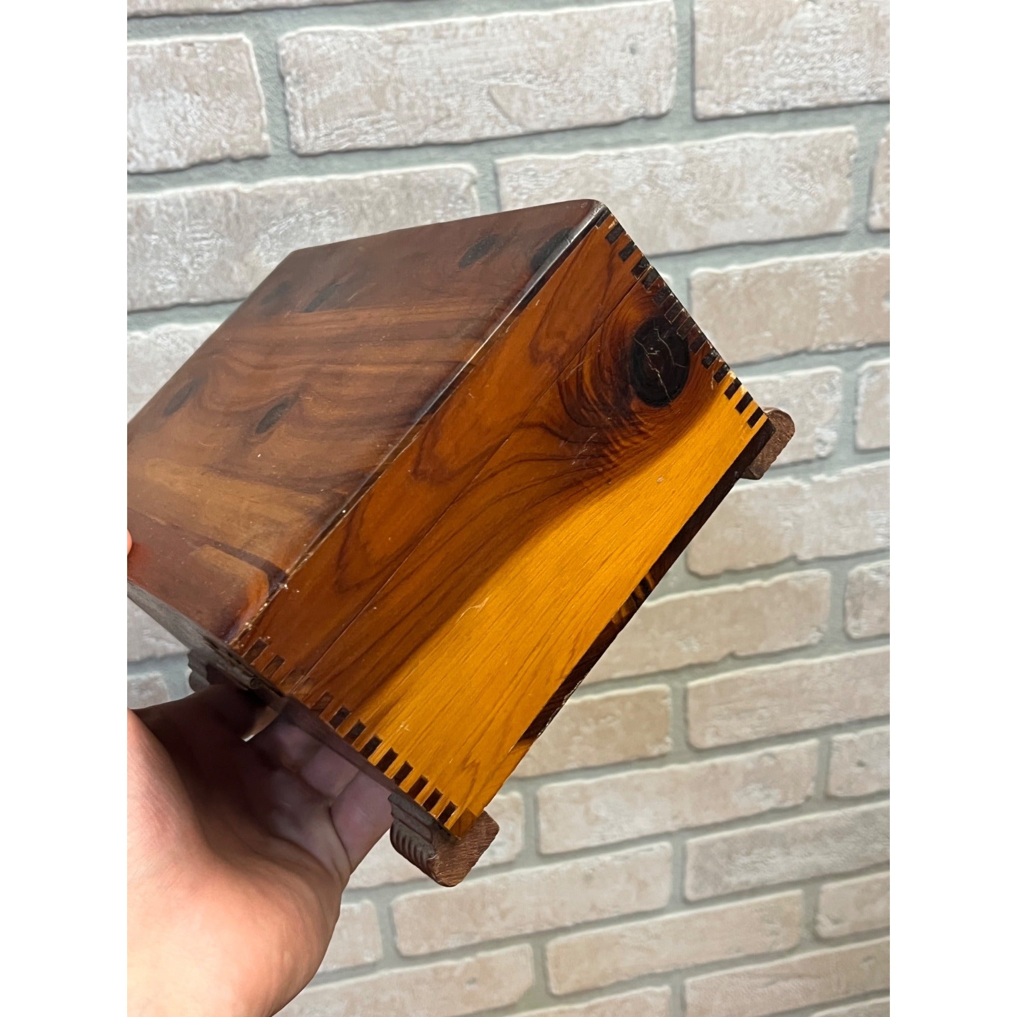 Vintage Cedar Small Wooden Dresser Trinket Jewelry Storage Box Chest 1950s Mid Century