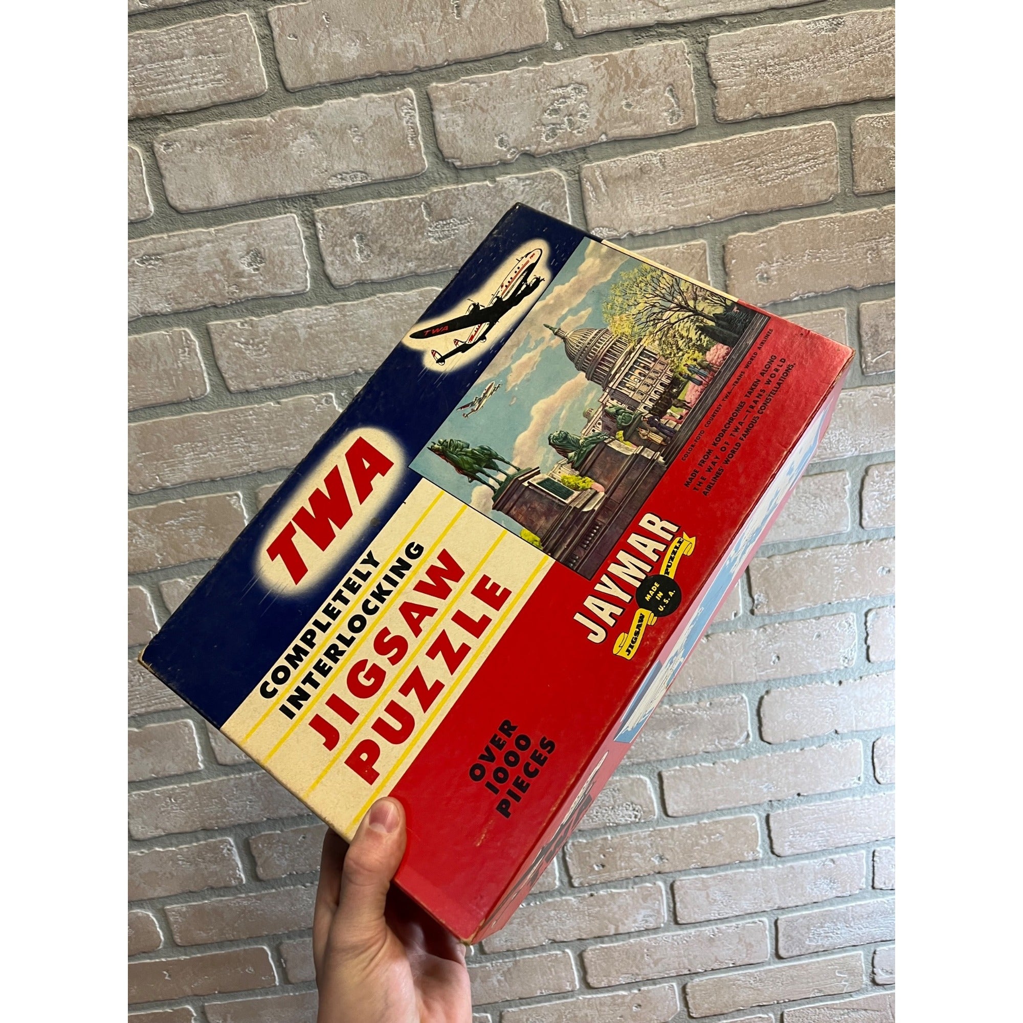 Vintage 1950s TWA Airlines Washington DC Jaymar Jigsaw Puzzle 1000+ Pieces
