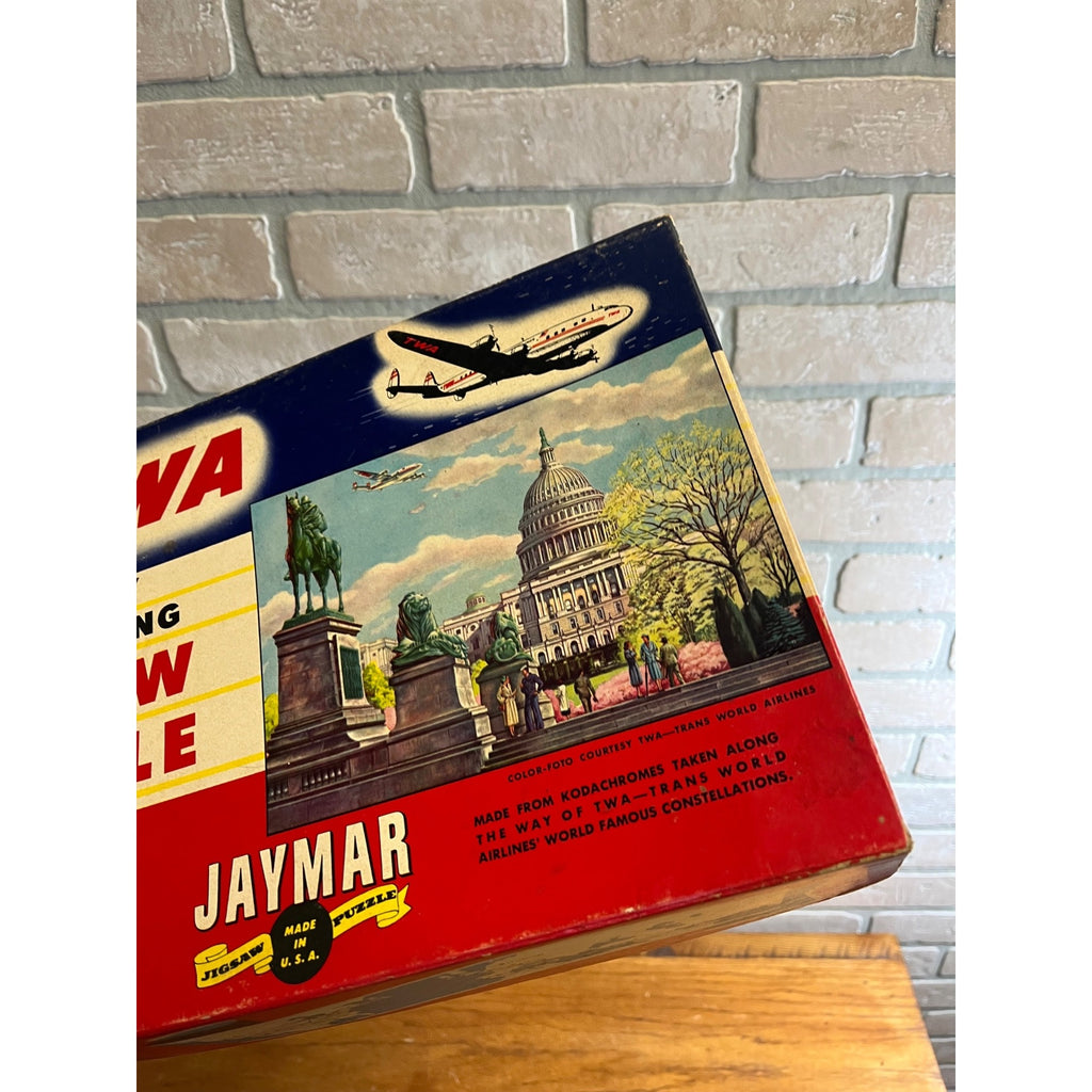 Vintage 1950s TWA Airlines Washington DC Jaymar Jigsaw Puzzle 1000+ Pieces