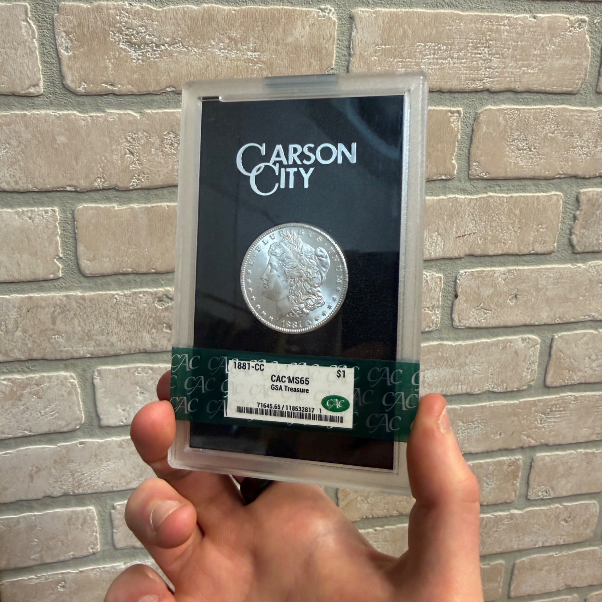 1881-CC Morgan NGC MS65 CAC Approved Grn Grade GSA Carson City