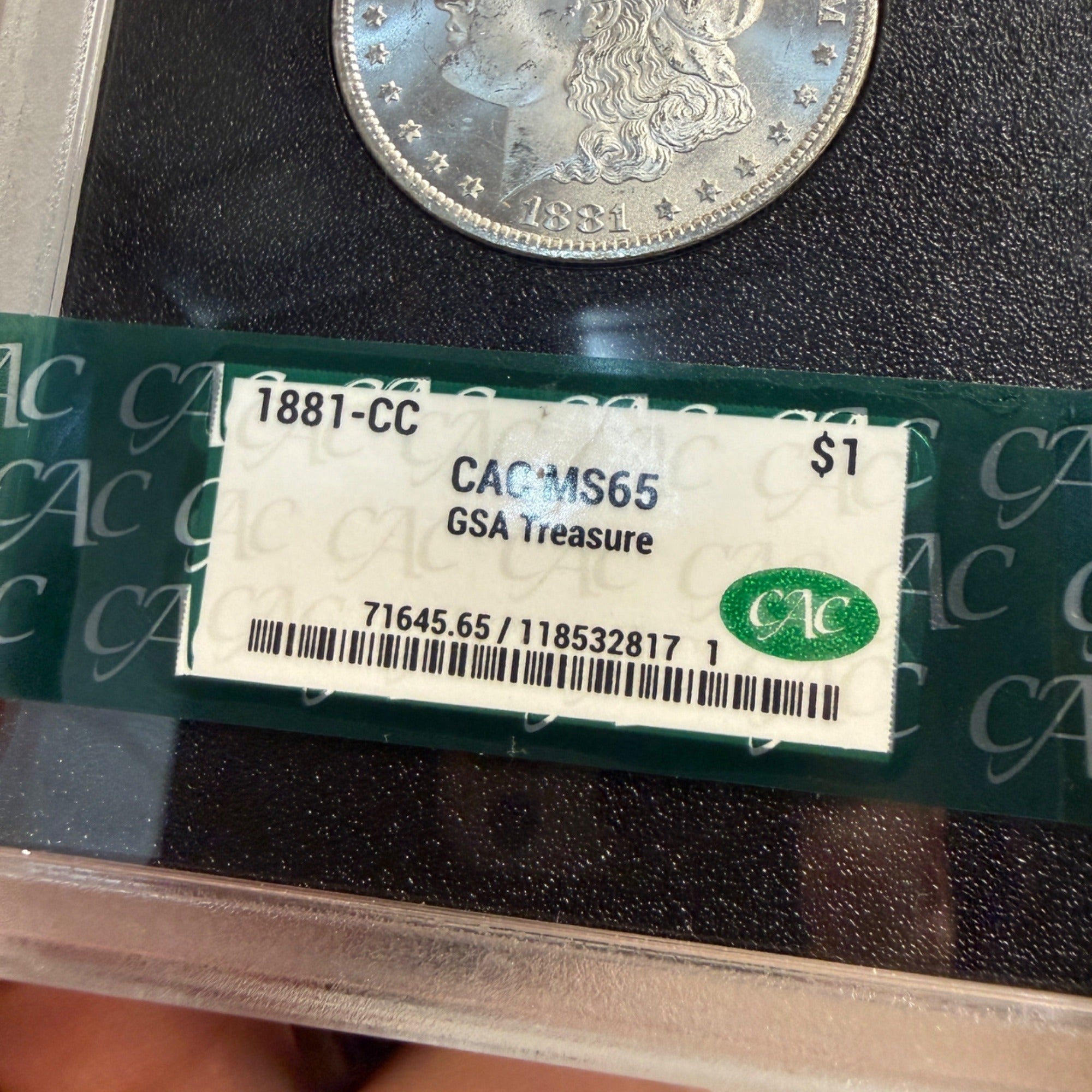 1881-CC Morgan NGC MS65 CAC Approved Grn Grade GSA Carson City