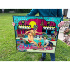 Vintage 1976 Bally Aladdin's Castle Pinball Game Back Glass