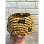 Vintage Handmade African Raffia Coil Basket Tribal Woven Small Bowl 5.25"