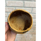 Vintage Handmade African Raffia Coil Basket Tribal Woven Small Bowl 5.25"