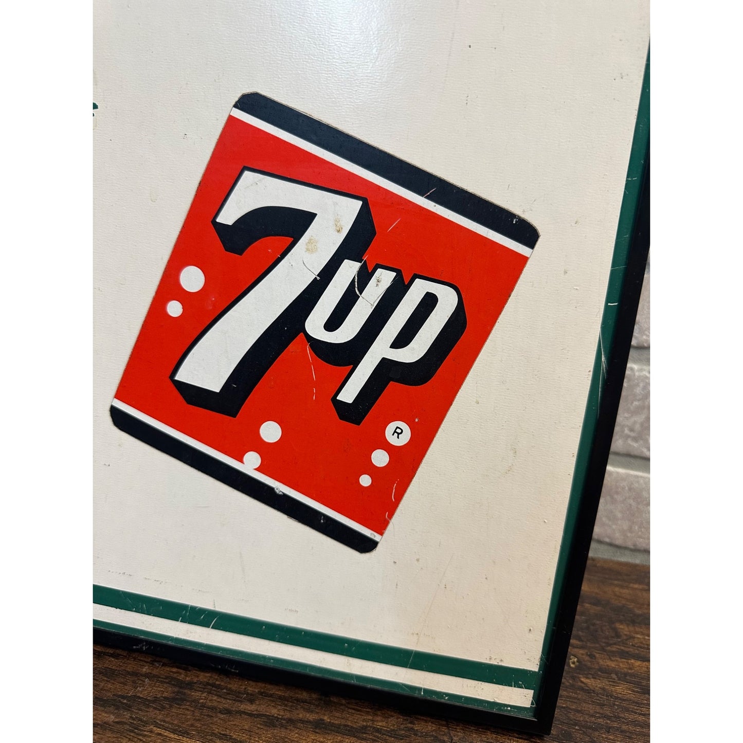 Vintage 1940s WWII Era 7UP Seven-Up Soda Advertising Sign Masonite