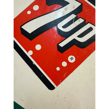 Vintage 1940s WWII Era 7UP Seven-Up Soda Advertising Sign Masonite