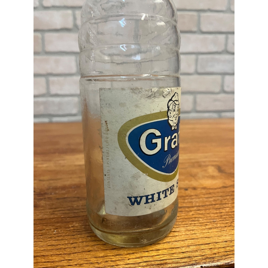 Vintage One Pint 12 Fluid Ounces Graf's Glass Premium White Soda Bottle Graf's Beverages Inc. Milwaukee, WI Paper Label