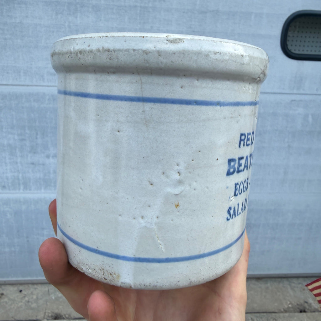 Vintage Red Wing Beater Jar Stoneware Blue Banded - No Advertising - Eggs Cream