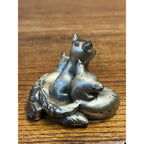Vintage Jennings Bros. Cast Bronze 3 Fox Cubs Small Figurine Paperweight As-Is