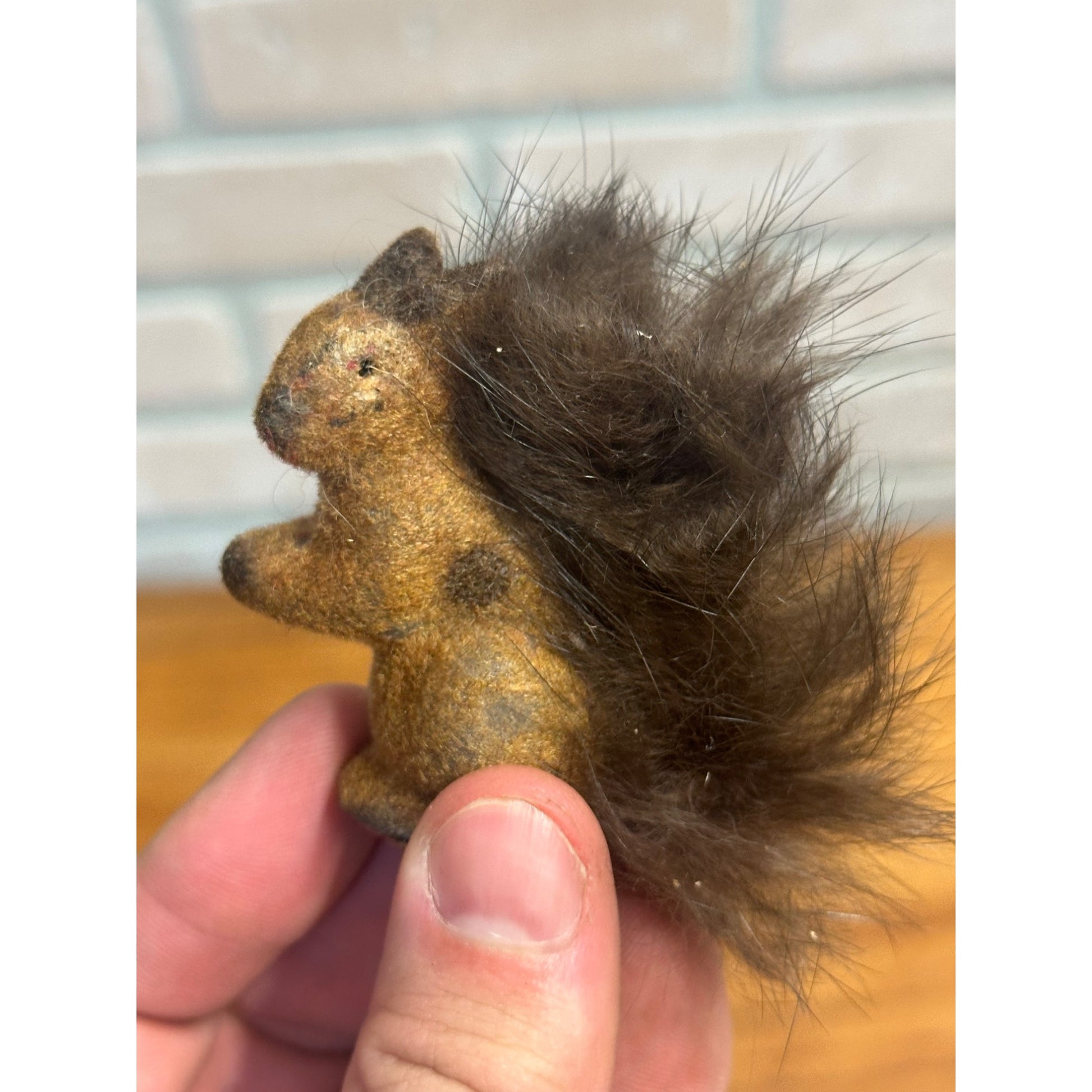 Vintage Antique White Fur Mouse & Squirrel Made in Germany Toys