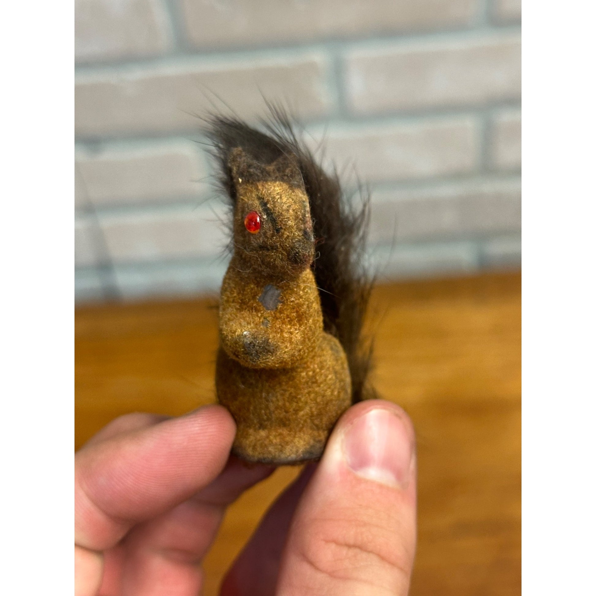 Vintage Antique White Fur Mouse & Squirrel Made in Germany Toys