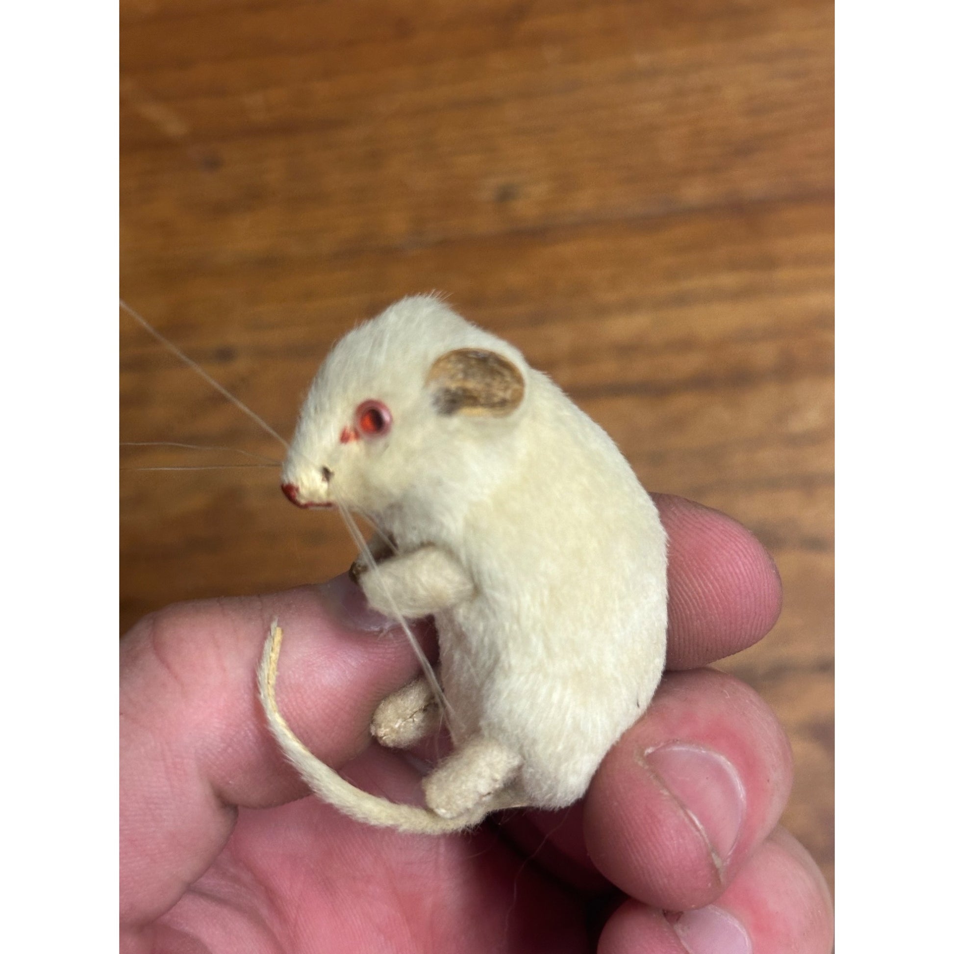 Vintage Antique White Fur Mouse & Squirrel Made in Germany Toys