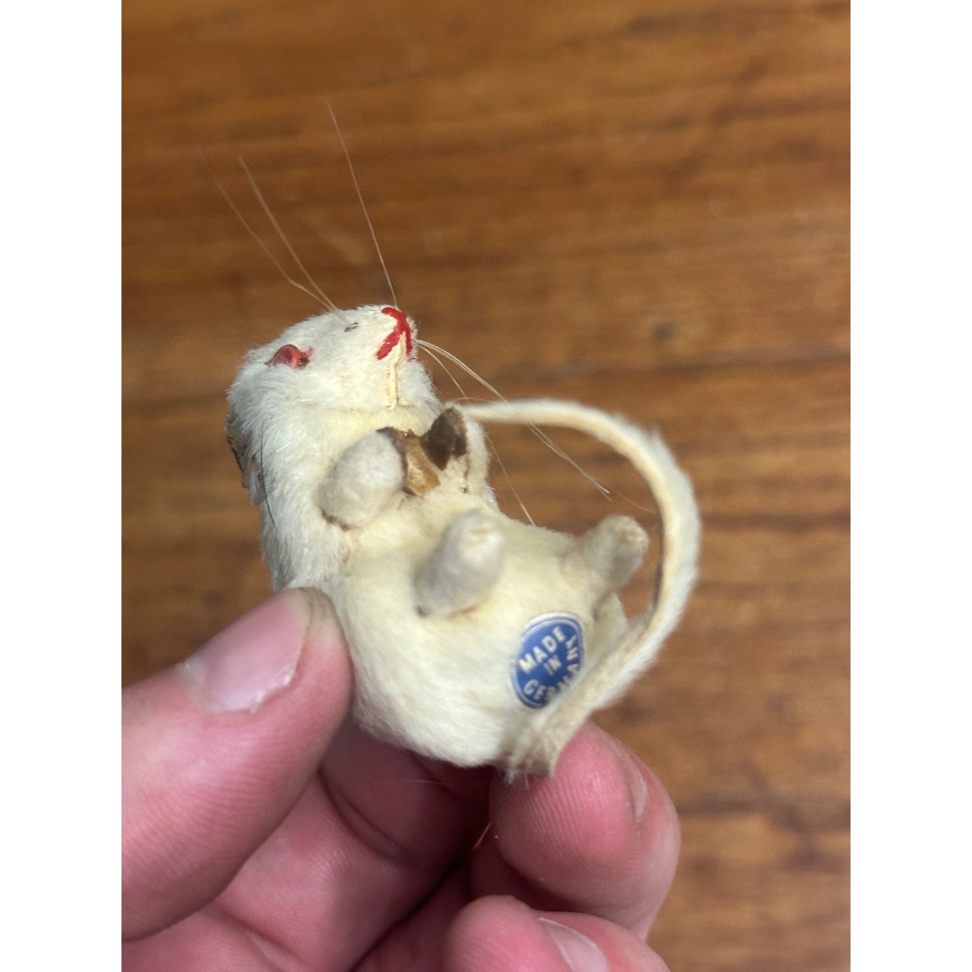 Vintage Antique White Fur Mouse & Squirrel Made in Germany Toys