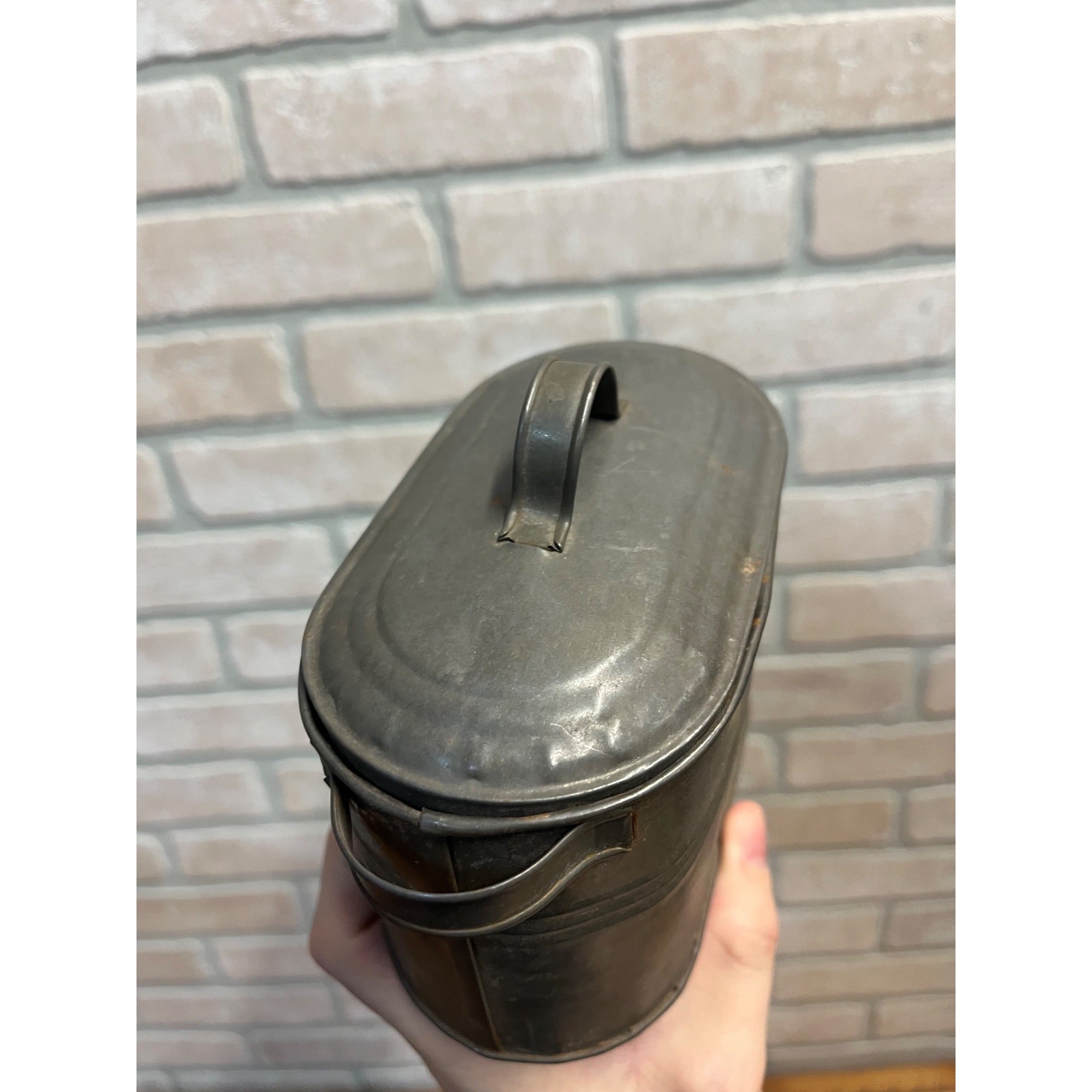 Antique Original Tin Kettle Boiler Wash Basin w/ Lid Salesman Sample Miniature