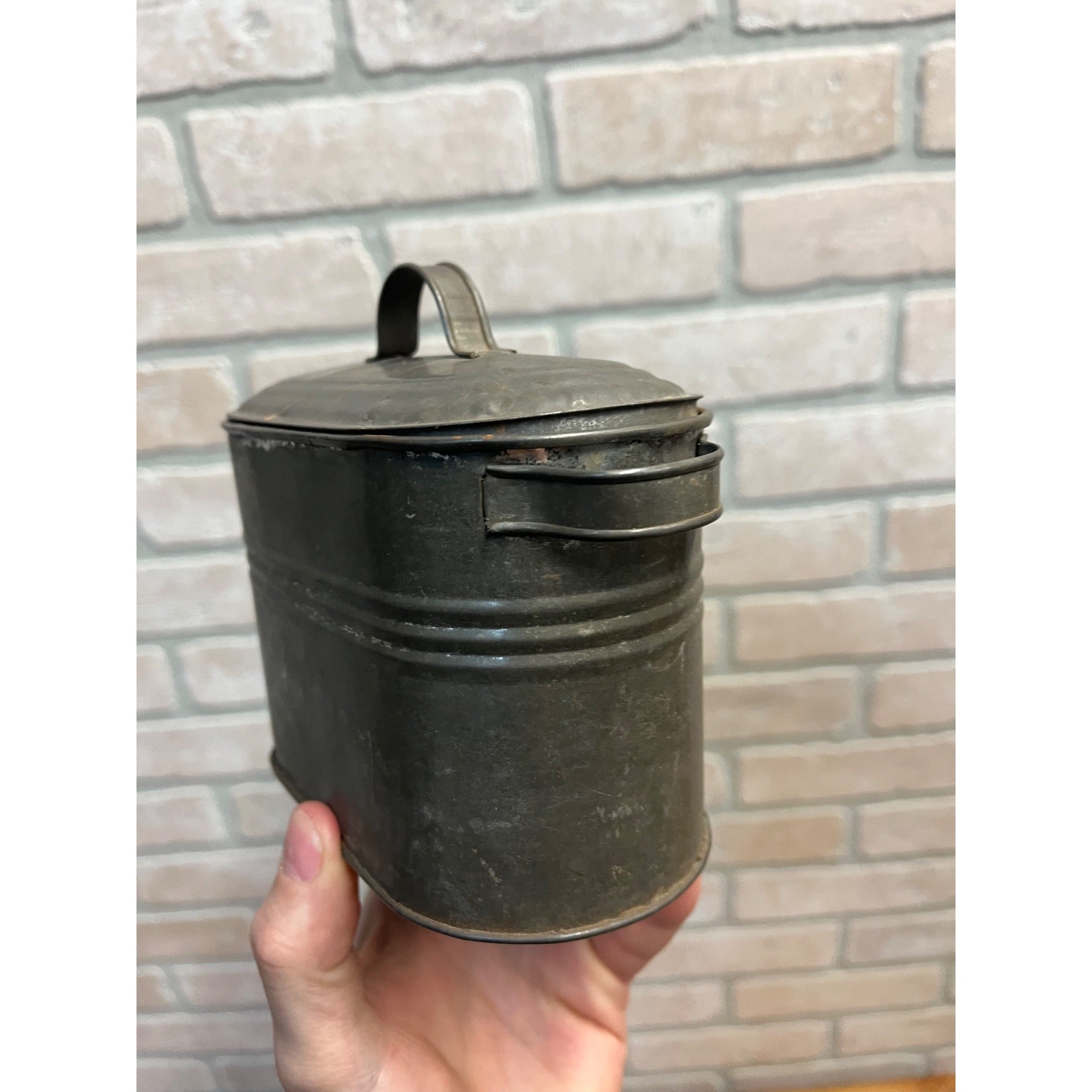 Antique Original Tin Kettle Boiler Wash Basin w/ Lid Salesman Sample Miniature