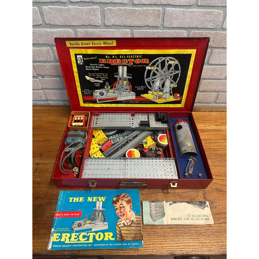 Vintage 1951 Gilbert Erector Set 8 1/2 Electric Giant Ferris Wheel