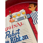 Original Pabst Blue Ribbon Beer Serving Tray Advertising Red Bartender