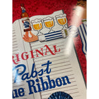 Original Pabst Blue Ribbon Beer Serving Tray Advertising Red Bartender