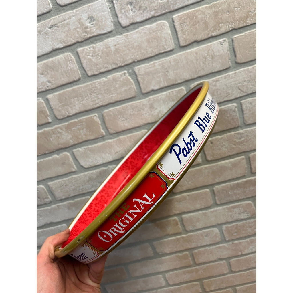 Original Pabst Blue Ribbon Beer Serving Tray Advertising Red Bartender