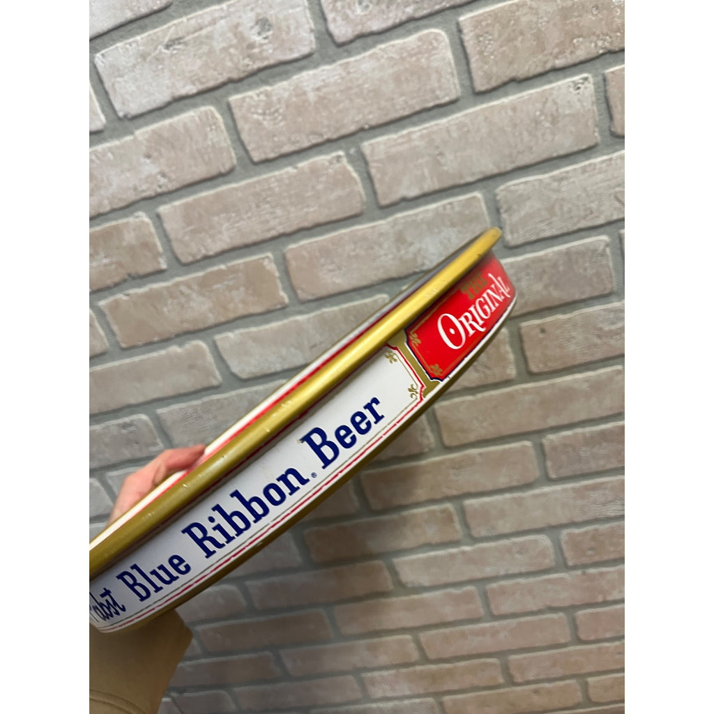 Original Pabst Blue Ribbon Beer Serving Tray Advertising Red Bartender