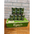 Vintage 1970s Carlsberg Lager Beer Push Button Beer Cans (7) w/ Original Box