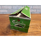 Vintage 1970s Carlsberg Lager Beer Push Button Beer Cans (7) w/ Original Box