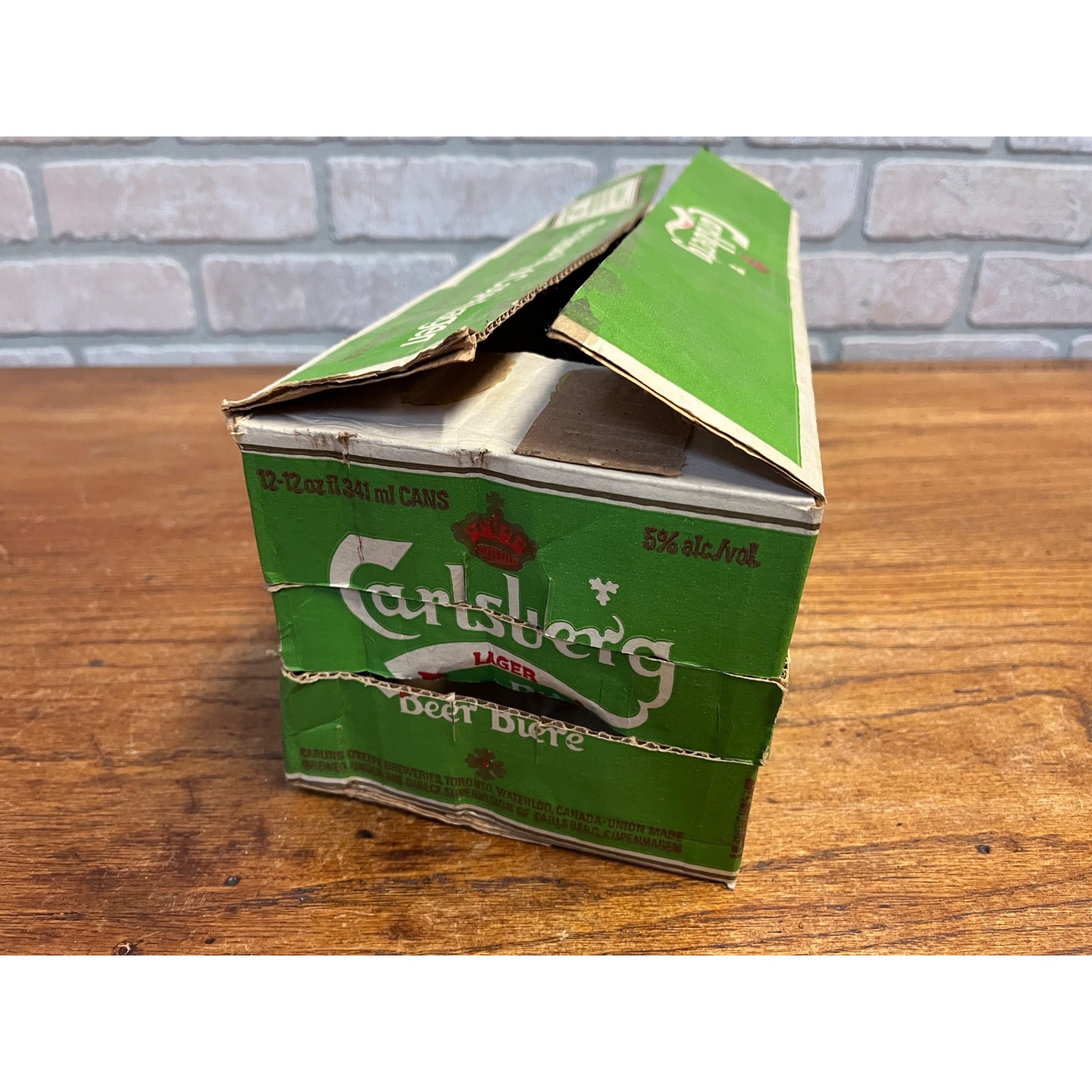 Vintage 1970s Carlsberg Lager Beer Push Button Beer Cans (7) w/ Original Box