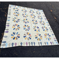 Vintage Dresden Plate Applique Patchwork Bed Topper Blanket 82x77 Handmade